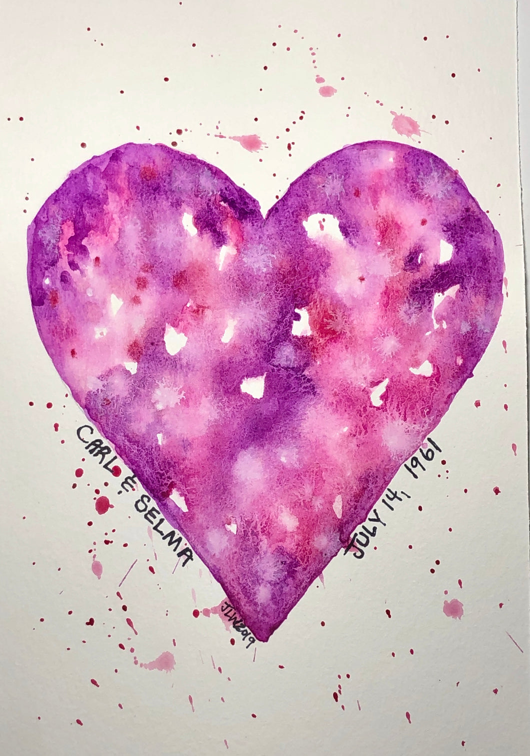 Personalized Watercolor Heart (local pickup only)