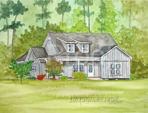 Large(8.5x11”) Watercolor Home Portrait