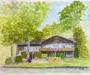 Large(8.5x11”) Watercolor Home Portrait