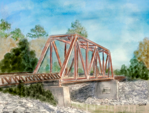 Bull Slough Bridge Graphic Painting