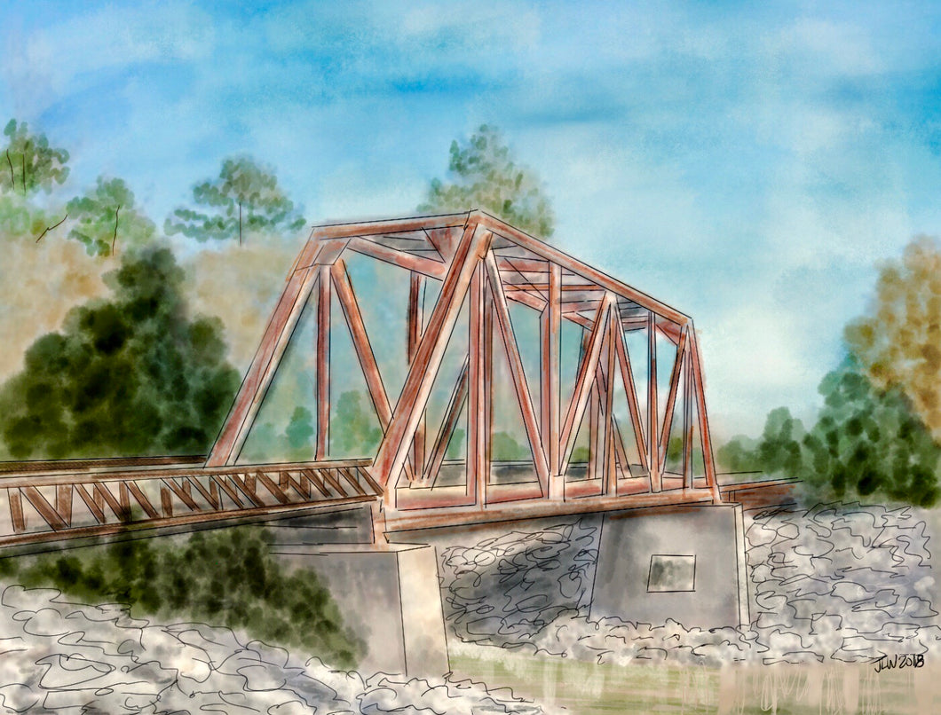 Bull Slough Bridge Graphic Painting