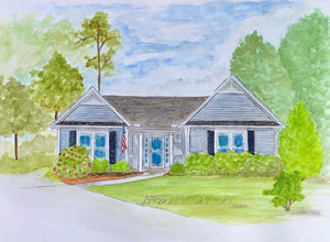 Large(8.5x11”) Watercolor Home Portrait