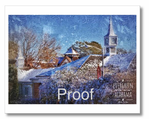 Evergreen City Hall Rooftops Graphic Print