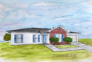 Large(8.5x11”) Watercolor Home Portrait
