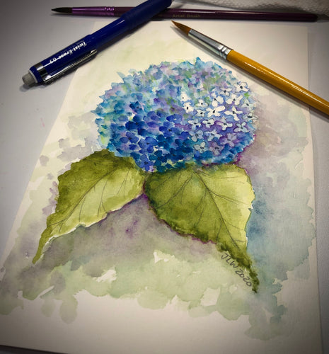 Hydrangea Bloom Watercolor Painting