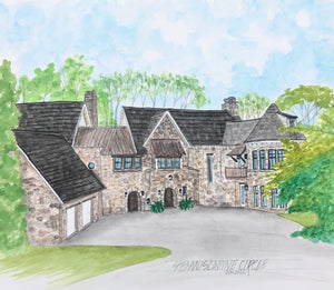 Large(8.5x11”) Watercolor Home Portrait
