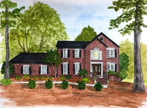 Large(8.5x11”) Watercolor Home Portrait