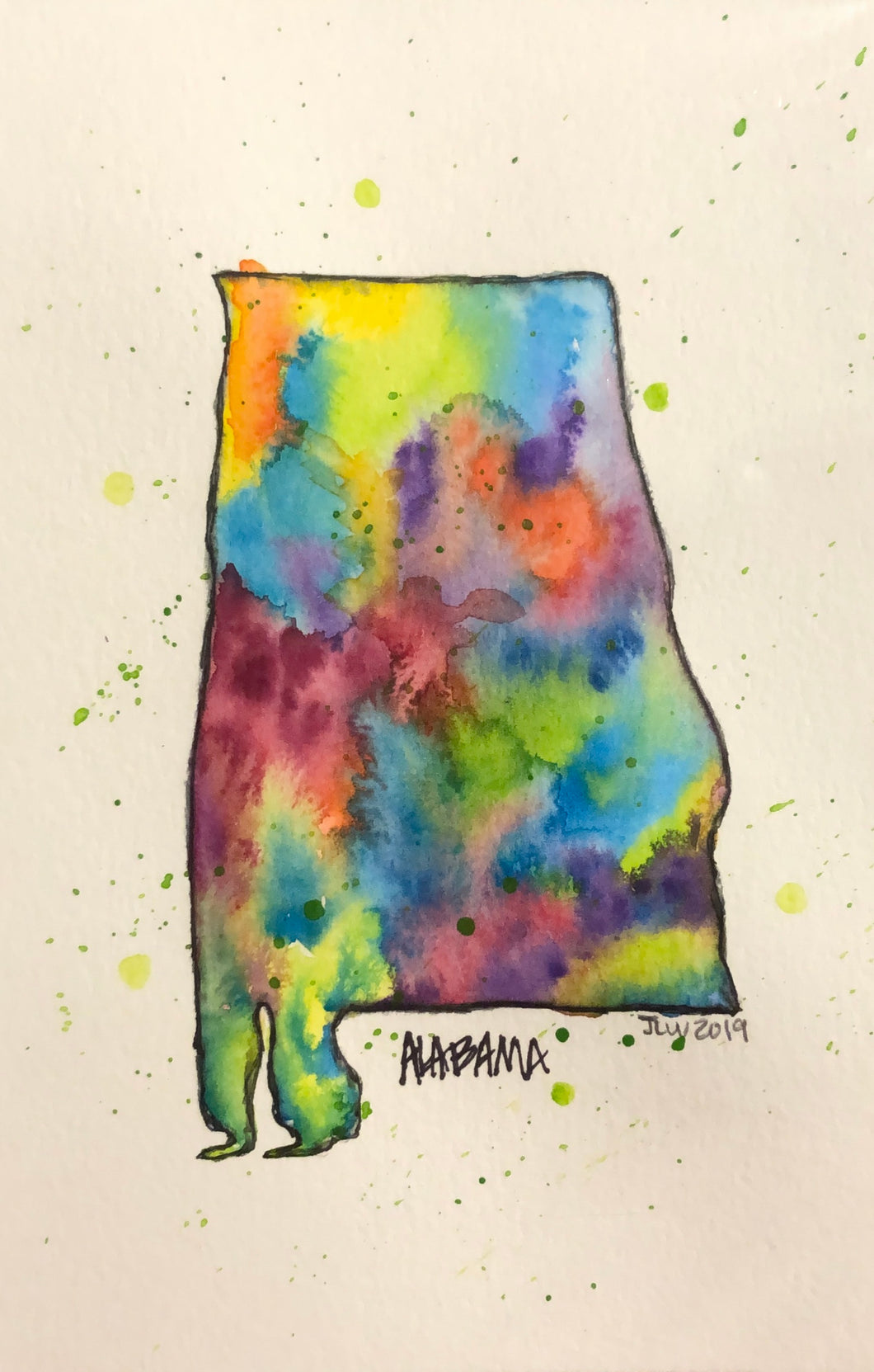 State of Alabama Watercolor