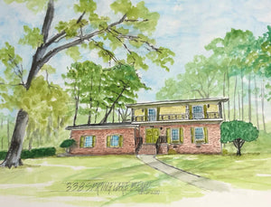 Large(8.5x11”) Watercolor Home Portrait