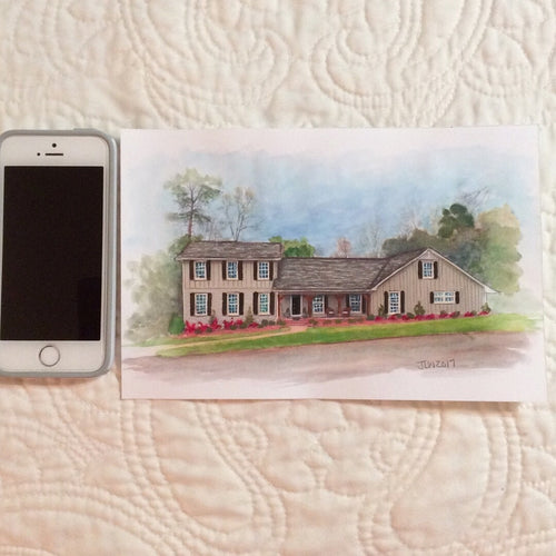 Mini(5x7”) Watercolor Home Portrait