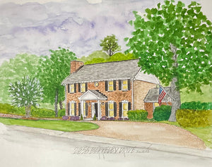 Large(8.5x11”) Watercolor Home Portrait